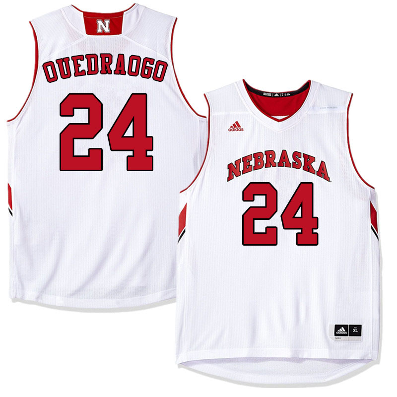 Men #24 Yvan Ouedraogo Nebraska Cornhuskers College Basketball Jerseys Sale-White - Click Image to Close